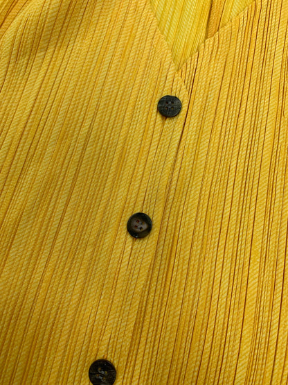 プリーツプリーズイッセイミヤケ PP51-JD446 ブラウス 3 イエロー Vネック ITG8LPHR8UCD 【SALE】