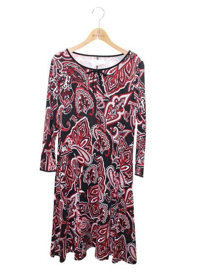スーパービューティー ワンピース 40 ブラック/レッド ペイズリー ストレッチ素材 ITYO673K5OAK
