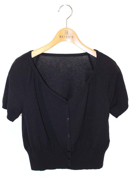フォクシーブティック Cropped V-Neck Cardigan 36535 カーディガン 38 ネイビー ITCZ2SCJQPC8