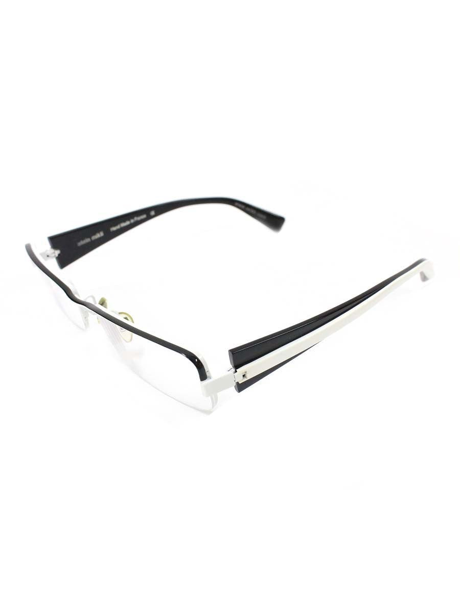 アランミクリ A0697 メガネ ホワイト/ブラック メタルフレーム ハーフリム（ナイロール）スクエア ITFI1UTZUOCG