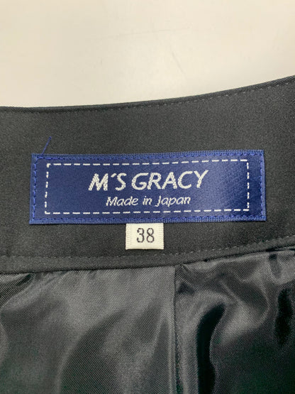 エムズグレイシー フリル・リボン付きタフタスカート 417531 38 ブラック ITQ9HPM6H5EP 【SALE】