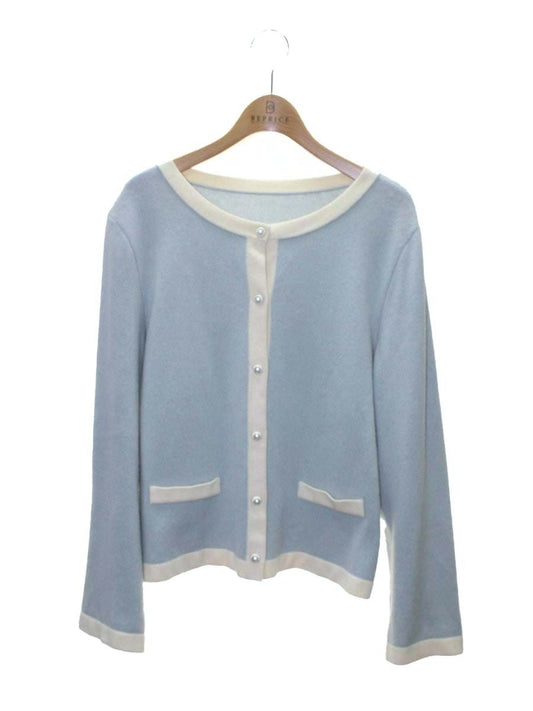 フォクシーブティック 40381 カーディガン 42 ブルー カシミヤ混 ITEEK3TLA3ZE