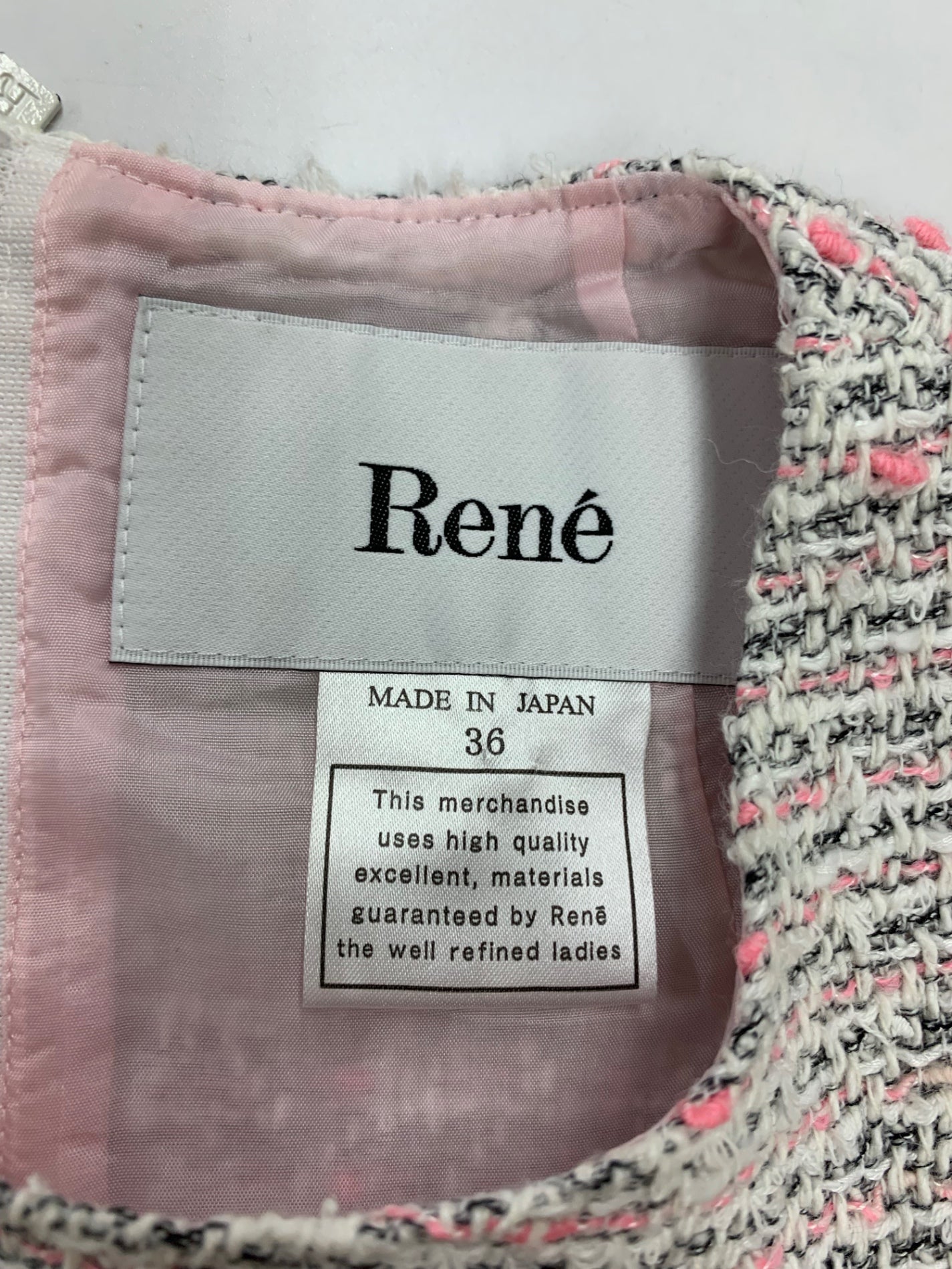 ルネ TISSUE 6416257 ワンピース ドレス 36 グレー ツイード ITSTZNXEJMNO