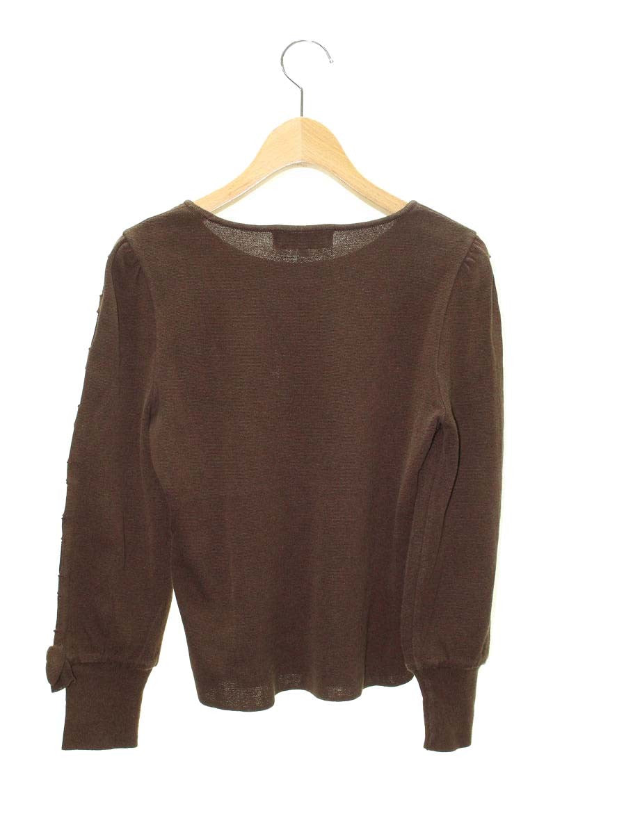 エムズグレイシー Sleeve Ribbon Knit 818516 ニット セーター 40 ブラウン ストレッチ ITTL11RDGBAM