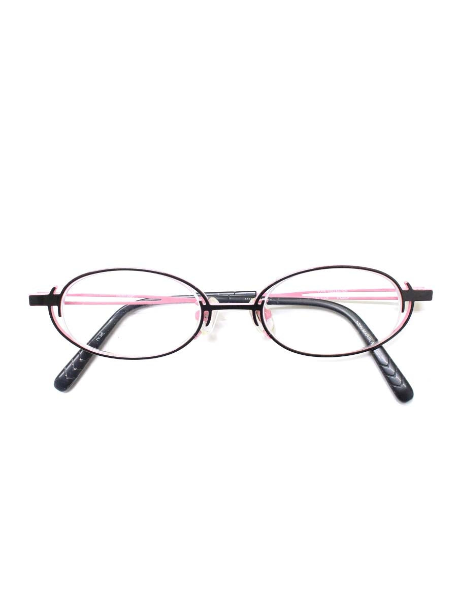 タカノリユゲ YUGE COLLECTION TY-36 メガネ ピンク/ブラック メタルフレーム フルリム オーバル ITDF9Q9EL6TH