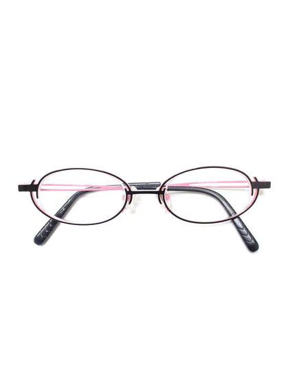 タカノリユゲ YUGE COLLECTION TY-36 メガネ ピンク/ブラック メタルフレーム フルリム オーバル ITDF9Q9EL6TH