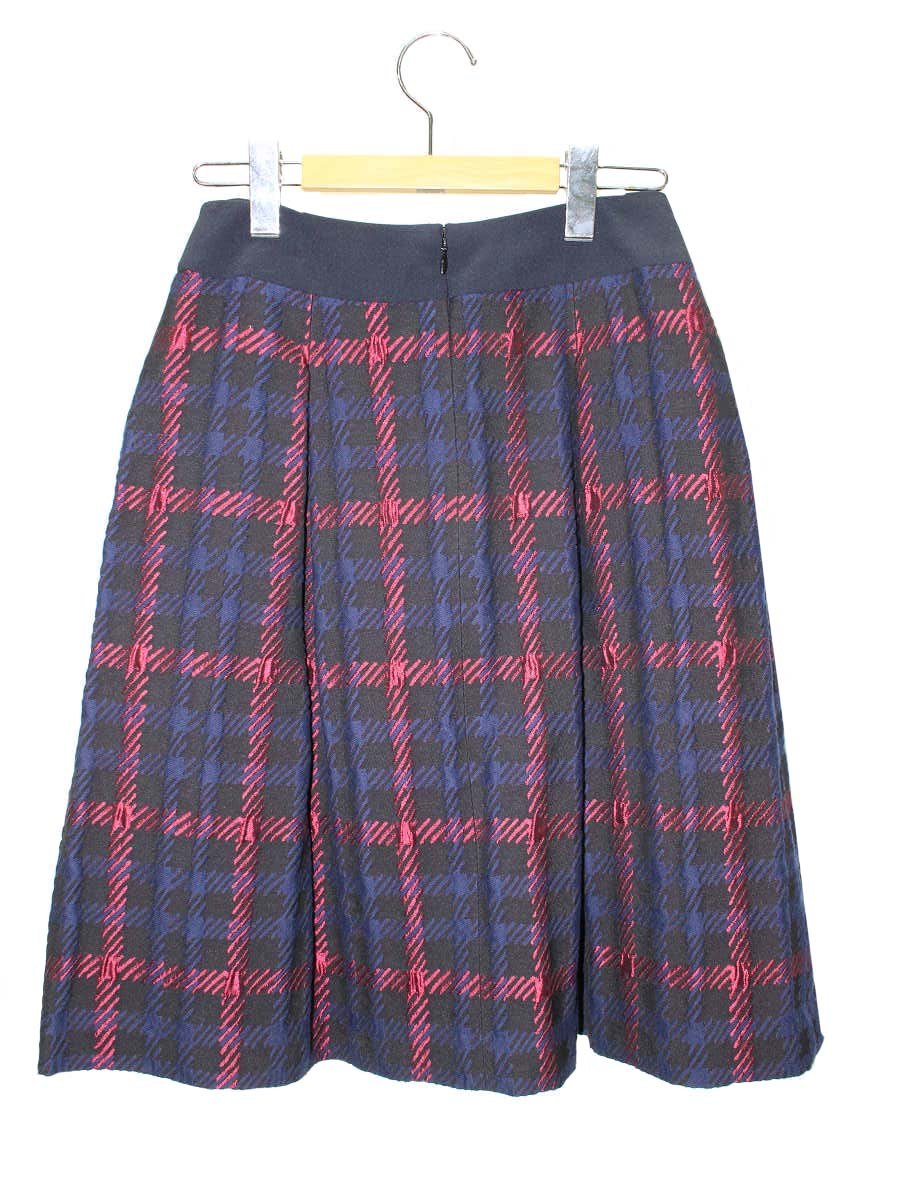 エムズグレイシー 727507 スカート 40 ブラック/ネイビー/ピンク タック IT8XGEXDQQ2E