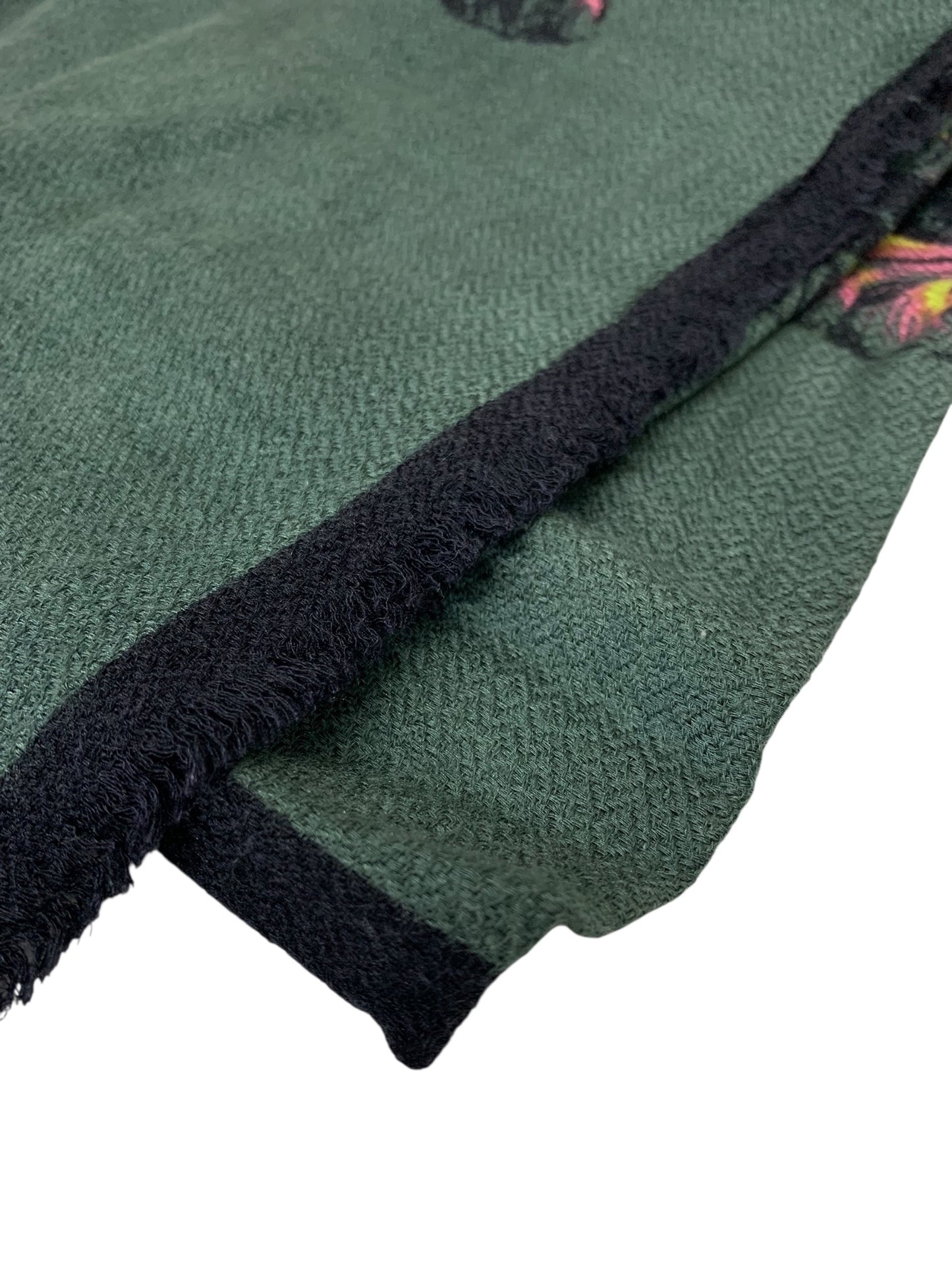 マニプリ スカーフ グリーン マルチカラー 猫 アニマル柄 シルク IT2R32YNKBUS