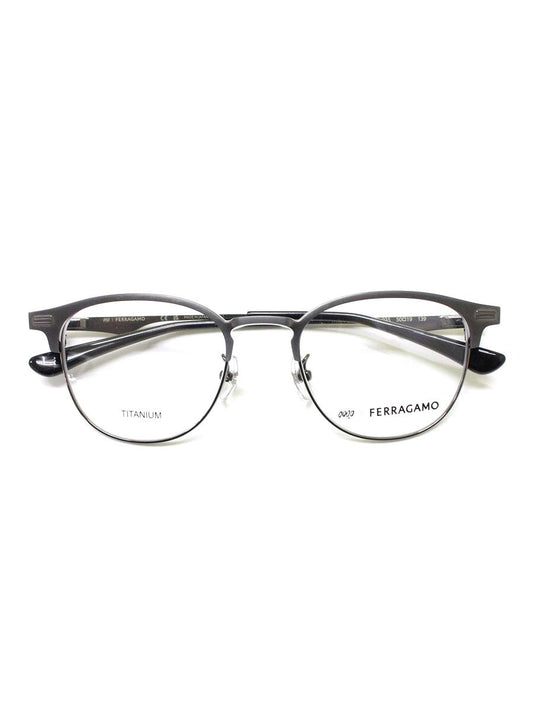 フォーナインズ 999.9  Salvatore Ferragamo コラボ SF9011 メガネ ガンメタル/ブラック チタニウム ウェリントン ITWC03QUKAUW