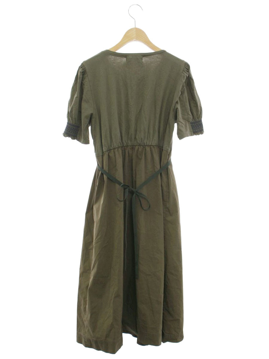 エムズグレイシー Smocking Embroidery One-piece 911348 ワンピース 42 カーキ IT54AP223E1A