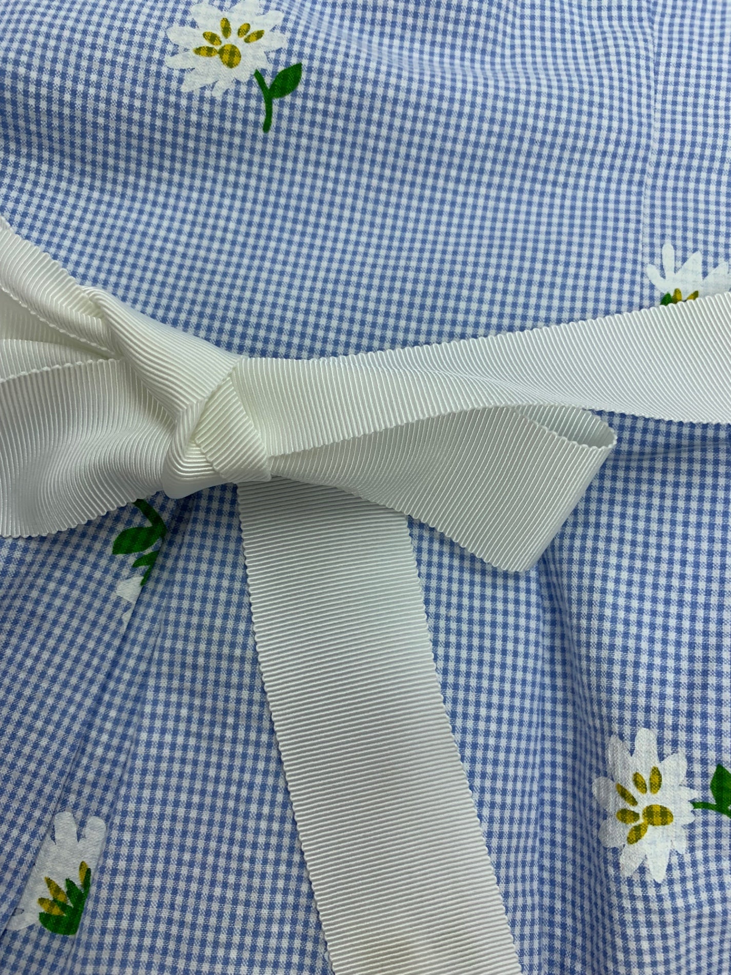 エムズグレイシー 011325 ワンピース 36 ブルー チェック柄 フラワーモチーフ IT1QPR3DTHD0 【SALE】