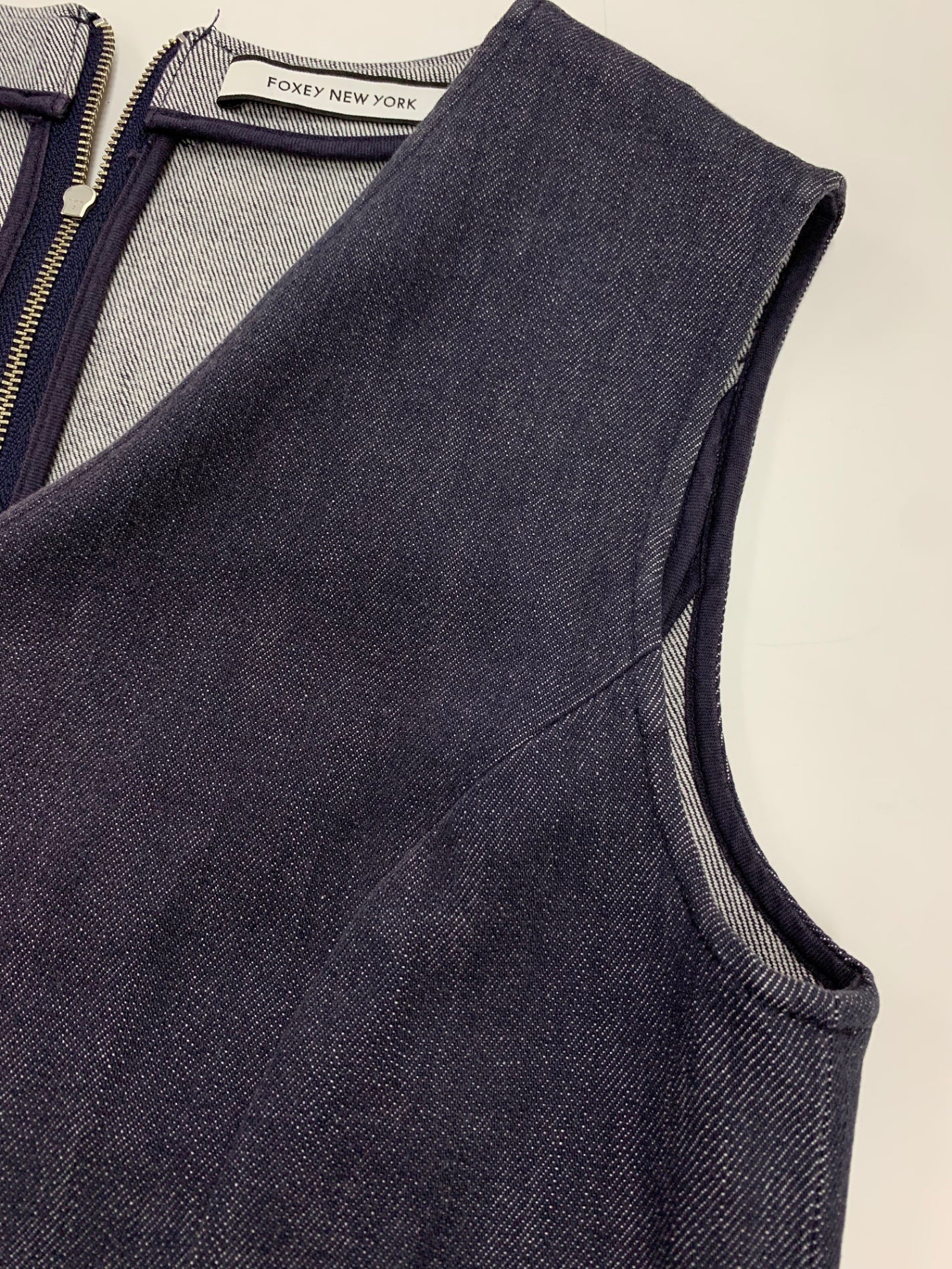 フォクシーニューヨーク 39368 ワンピース 38 ネイビー デニム フリル IT8N37Y6PRFO