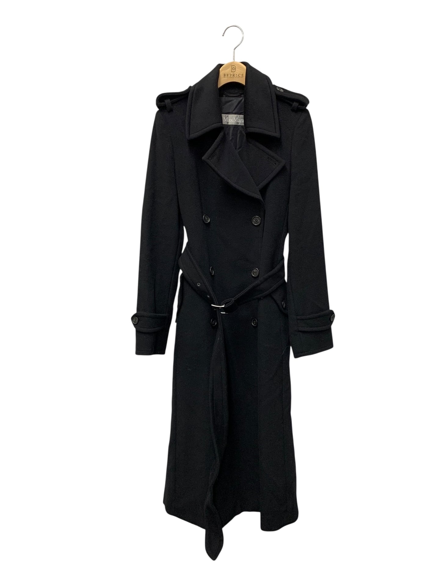 マックスマーラ 60162273 チェスターコート 40 ブラック ウール IT0OJ78I8672