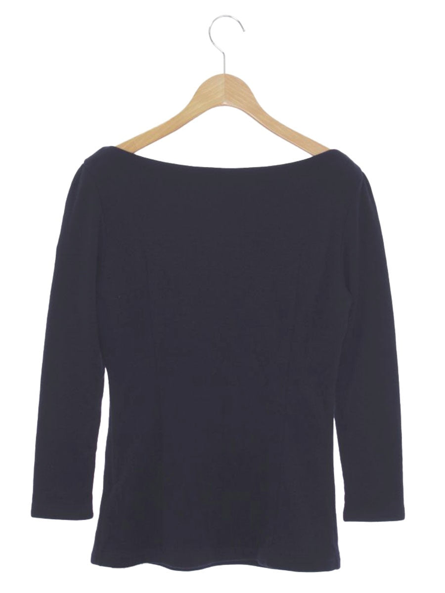 ボーダーズアットバルコニー BD2021-2B カットソー 38 ネイビー ウール ボートネック ロゴワッペン IT5XHWT7RN05