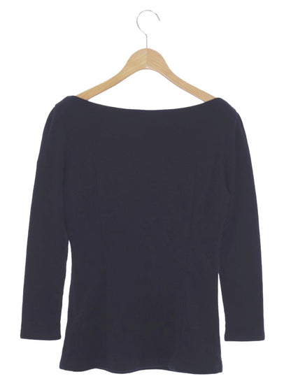 ボーダーズアットバルコニー BD2021-2B カットソー 38 ネイビー ウール ボートネック ロゴワッペン IT5XHWT7RN05