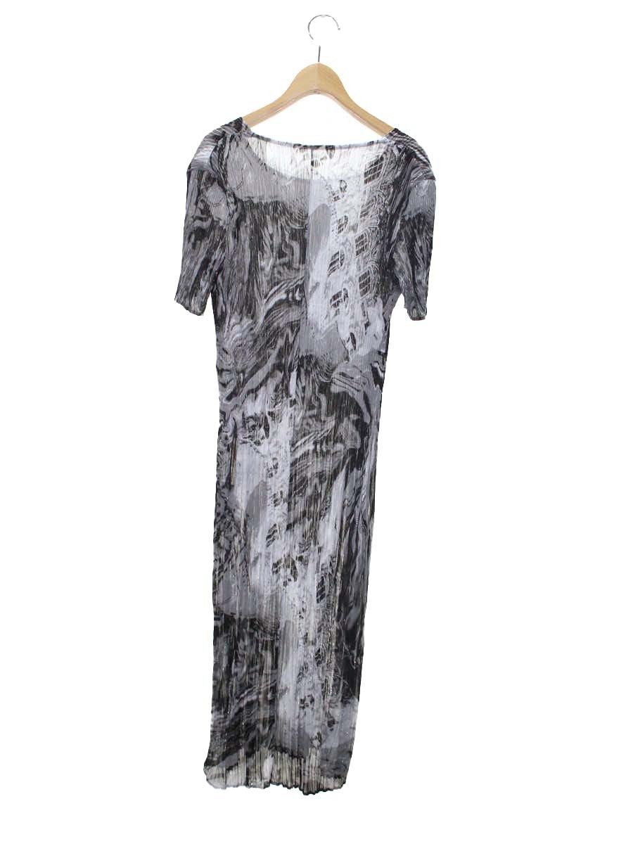 スペッチオ 471-543 シャトルプリーツ ワンピース 40 ブラック/ホワイト/グレー ラメ ITPFL85112LP