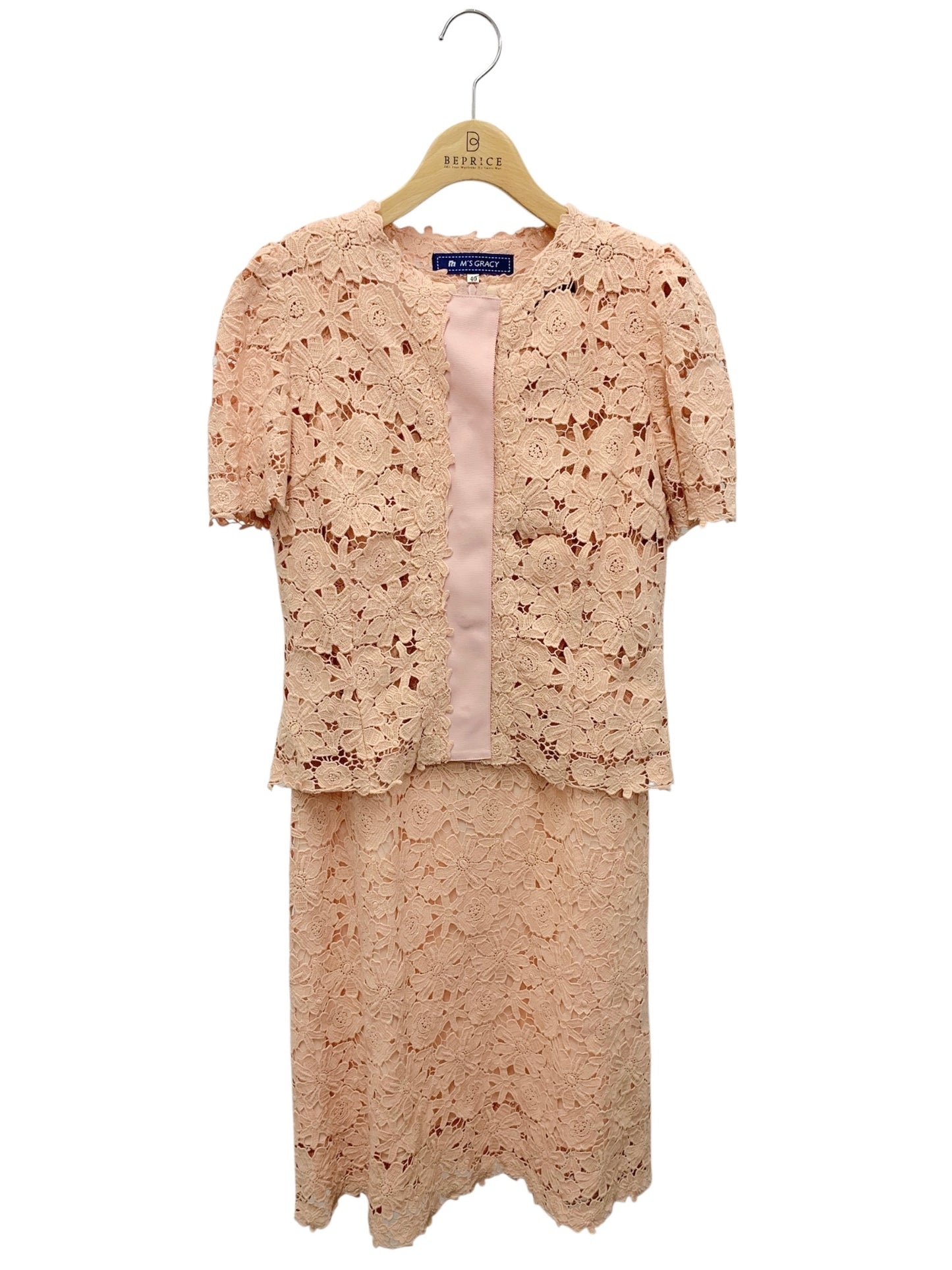 エムズグレイシー 524322 521352 セットアップ ワンピース 40 ピンク フラワーモチーフ IT6SU79QPELC 【SALE】