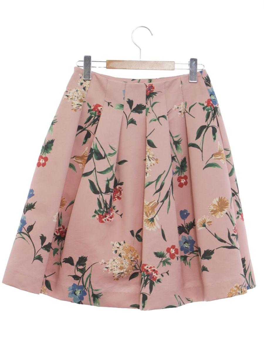 エムズグレイシー 727549 スカート 38 ピンク フラワーモチーフ タック ITRJ47GC9X3O