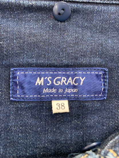 エムズグレイシー 914517 デニムジャケット 38 ネイビー パールボタン IT4OCWFAL5JI
