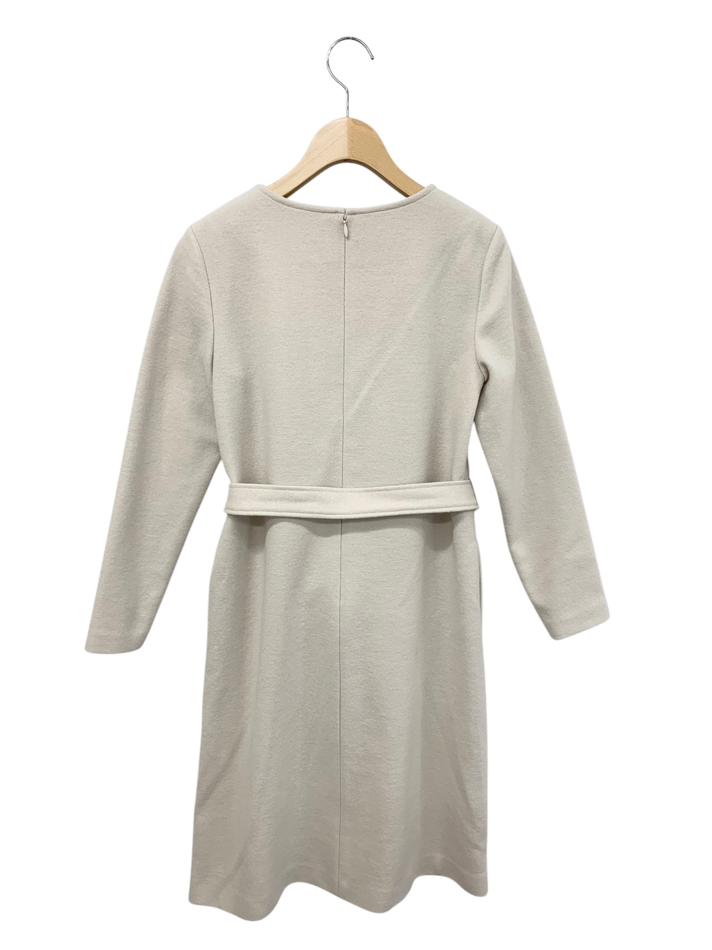 エムプルミエ A928-005 ワンピース 34 ベージュ Vネック ウール ベルト付き ITC84BRYQ0Z0