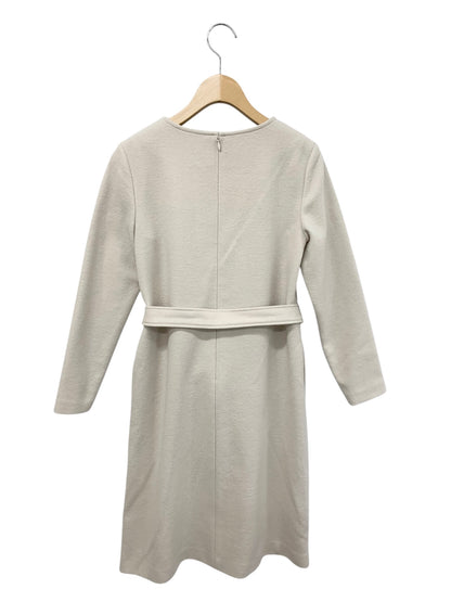 エムプルミエ A928-005 ワンピース 34 ベージュ Vネック ウール ベルト付き ITC84BRYQ0Z0