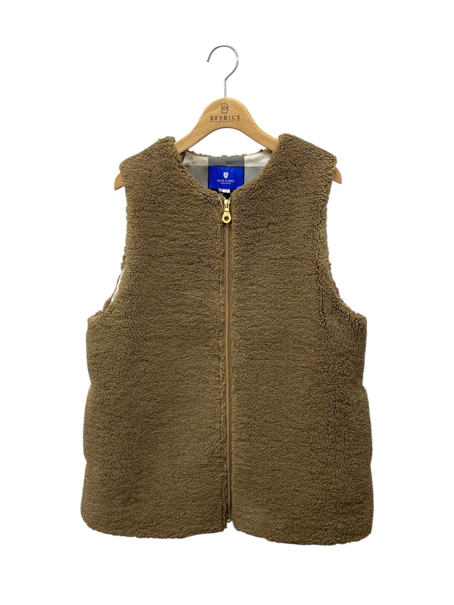 ブルーレーベルクレストブリッジ 55F07-256-45 ベスト 38 ブラウン ボア ジップアップ ITNQ6ER79RU0