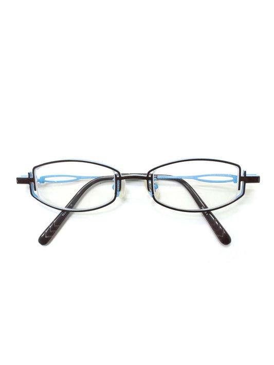 タカノリユゲ SPICE-3 TY-37 メガネ ブラウン/スカイブルー メタルフレーム フルリム オーバル ITX8FLU1ROI8 【SALE】