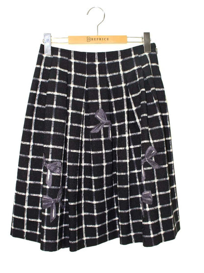 エムズグレイシー RibbonxCheck Skirt 817507 スカート 38 ブラック ITKG60YTQAIW