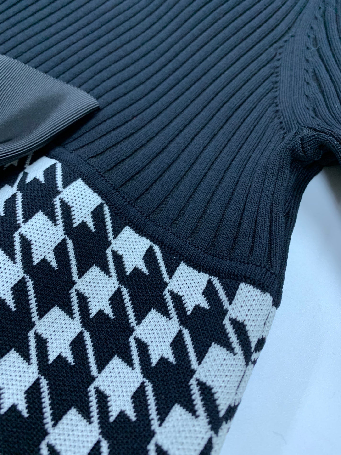 エムズグレイシー 千鳥柄ニットドレス 118606 ワンピース 38 ブラック ITIMWZKCZ69U