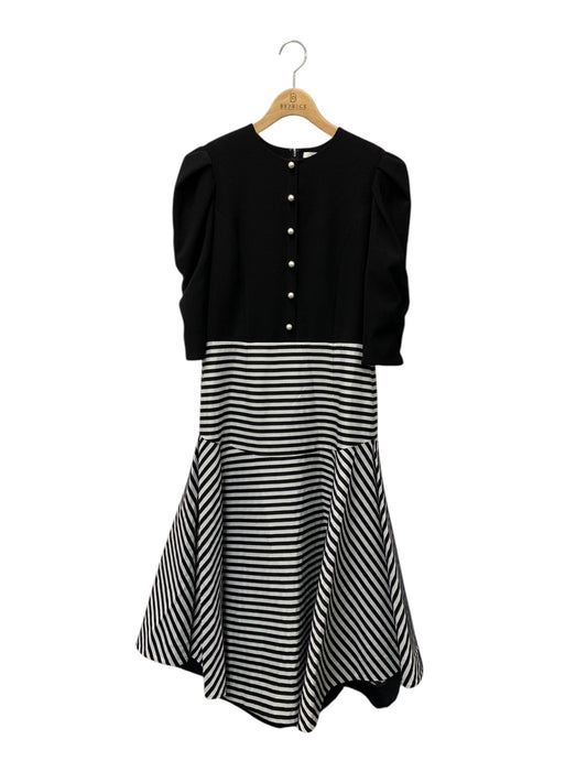 ボーダーズアットバルコニー BD2211-3E-03 マーメードワンピース 38 ブラック パールボタン パフスリーブ ITIKRGIYKZ3K