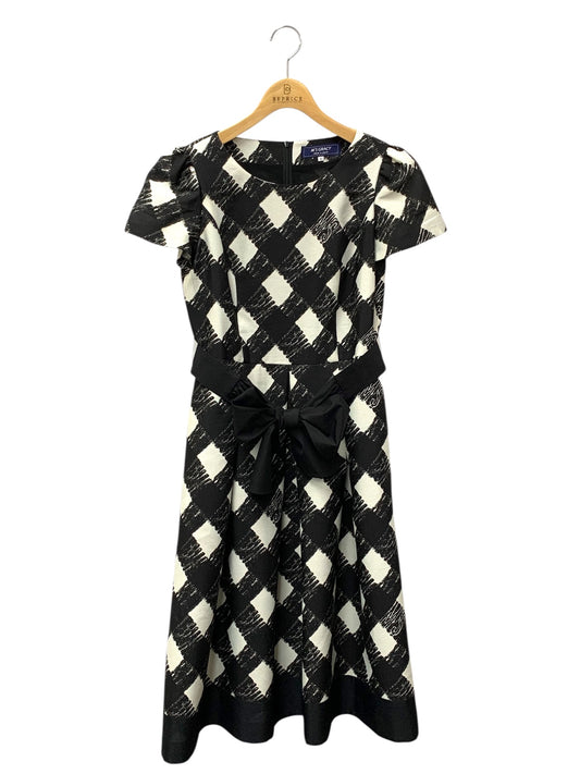 エムズグレイシー 511325 ワンピース 40 ブラック チェック柄 タックフレア IT70WPS0SNQW