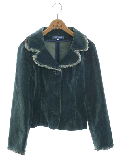 エムズグレイシー 524506 ジャケット 42 ネイビー ブルゾン デニム蝶 ベロア ITHH4TY674K9