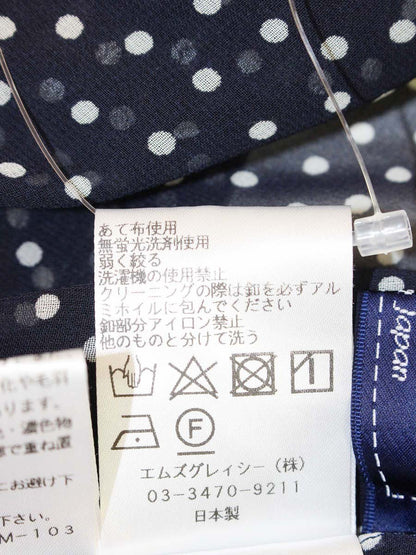 エムズグレイシー 414315 ブラウス 38 ネイビー 水玉 フェイクパール ITY5PTN8U674