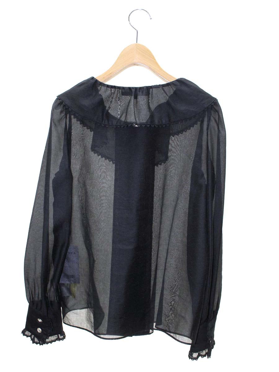 エムズグレイシー 110104 シャツ ブラウス 38 ブラック フリル カメリアボタン ITDH9N0H23KU