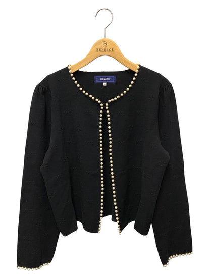 エムズグレイシー パールトリミング 218525 カーディガン 40 ブラック ITZDS45UTJG0