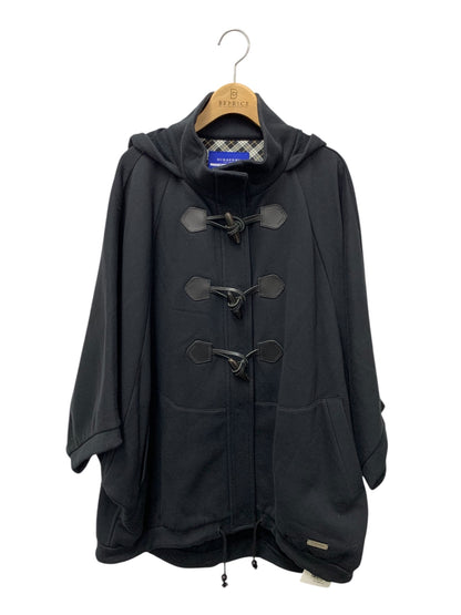 バーバリーブルーレーベル E191-685-09 ダッフルコート 38 ブラック レザー フード ドルマンスリーブ IT7CQMLGOD0M