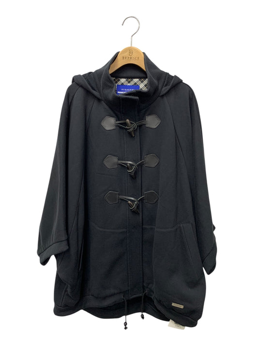 バーバリーブルーレーベル E191-685-09 ダッフルコート 38 ブラック レザー フード ドルマンスリーブ IT7CQMLGOD0M