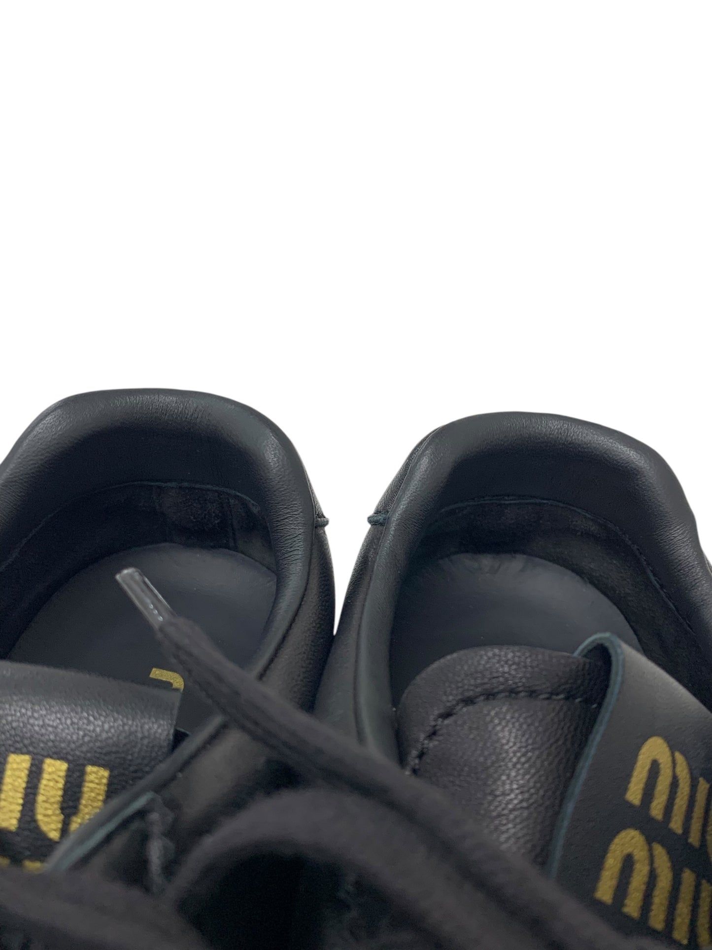 ミュウミュウ プリューム ナッパレザー スニーカー  5E114E_038_F0002_F_005 38.5 ブラック ITJ3OM64TLPK 【SALE】