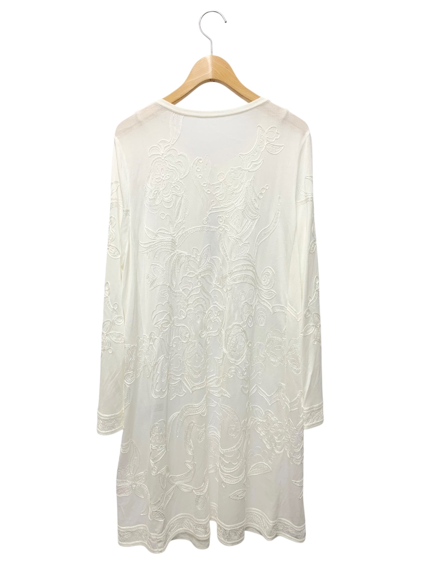 レオナールファッション 0357713 42 ホワイト ロング丈 シアー ニット カーディガン スパンコール レース ITMWVL9UWSK8