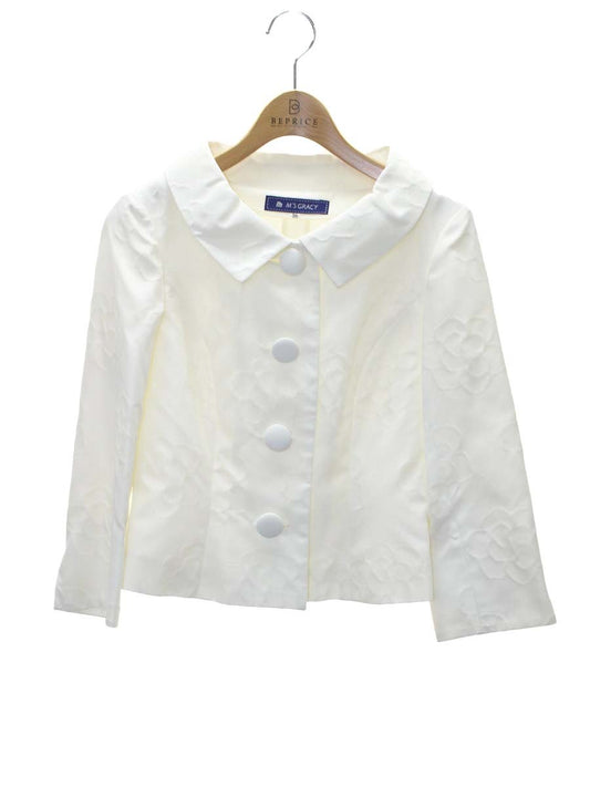 エムズグレイシー 924124 ジャケット 36 ホワイト フラワーモチーフ IT61YVF61Z8I