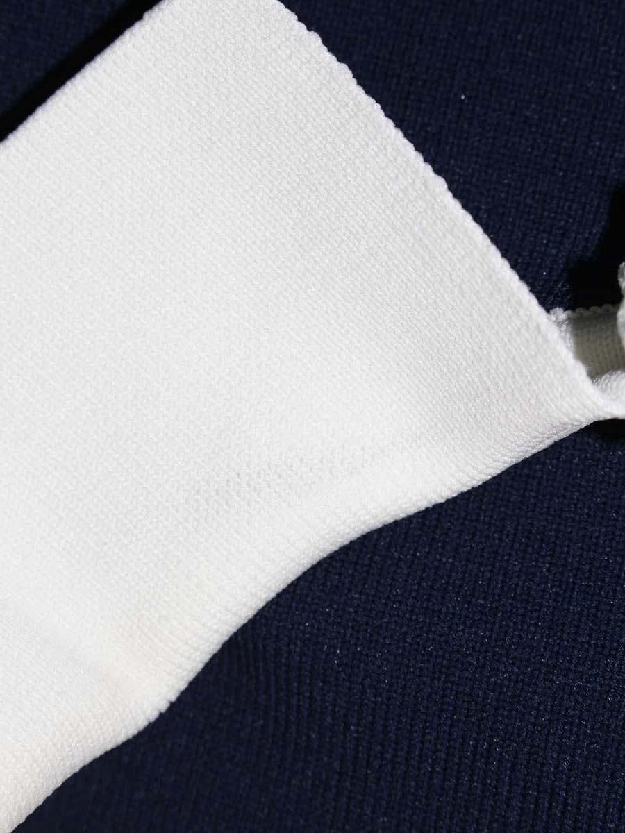 エムズグレイシー 018345 ワンピース 38 ネイビー ボリュームスリーブニット パール IT6JM7YJB4OF