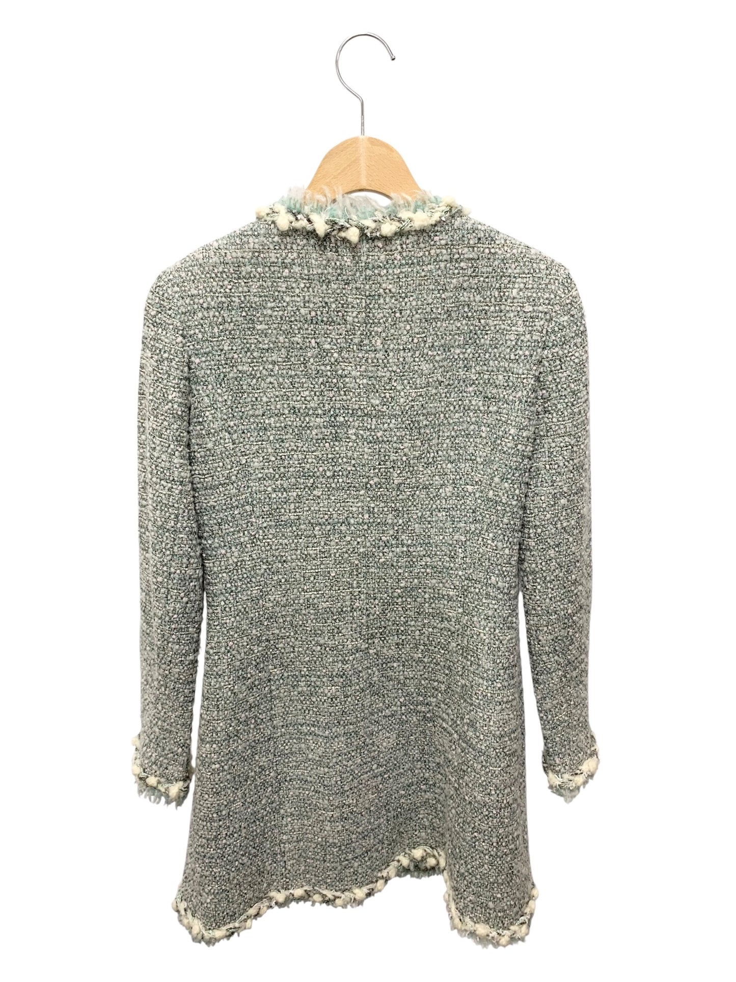 ルネ コート 36 ブルー TISSUE社製ツイード フリンジ ITHN428KELN0