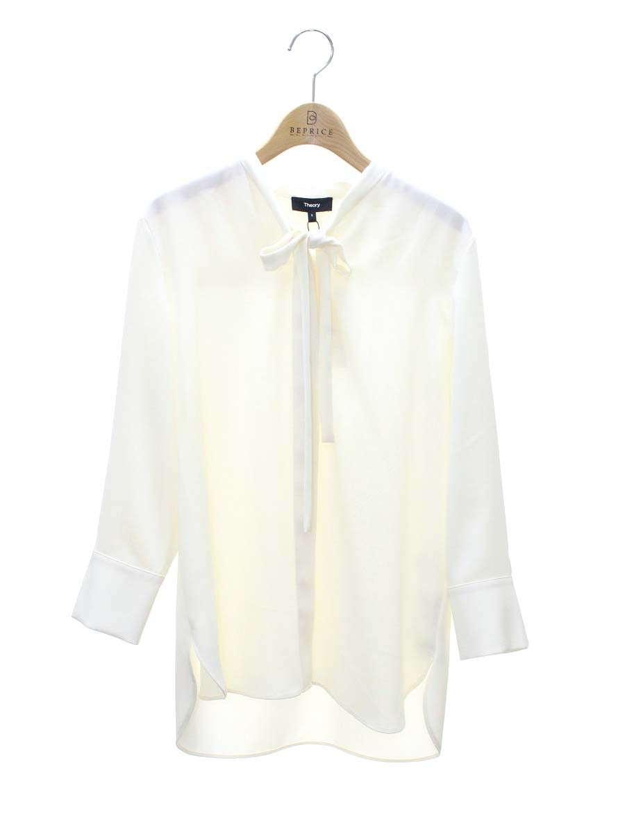 セオリー 01-3308206-150-902 ブラウス S アイボリー ノーカラー リボン ITLME3CWD8JK