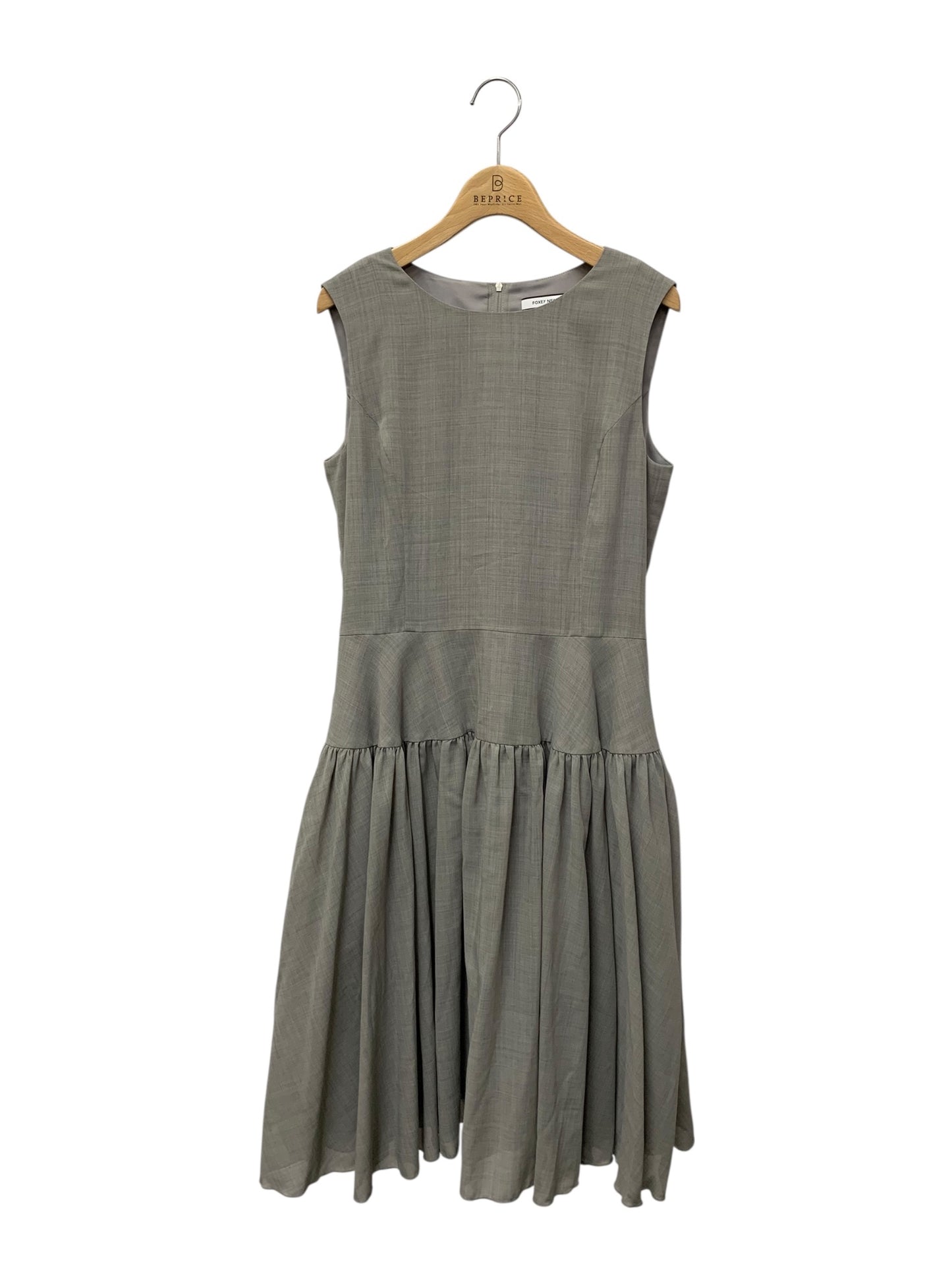 フォクシーニューヨーク GATHER FLARE DRESS 38782 ワンピース 40 グレー IT2ZOFE63EDS