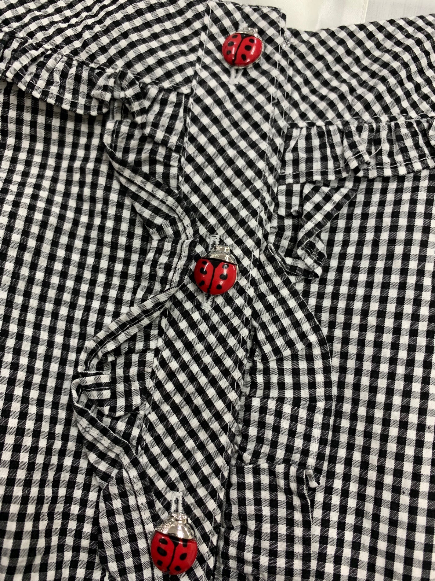 ルネ 6026200 ワンピース 38 ブラック ギンガムチェック てんとう虫ボタン ITD8M83OUXP4 【SALE】