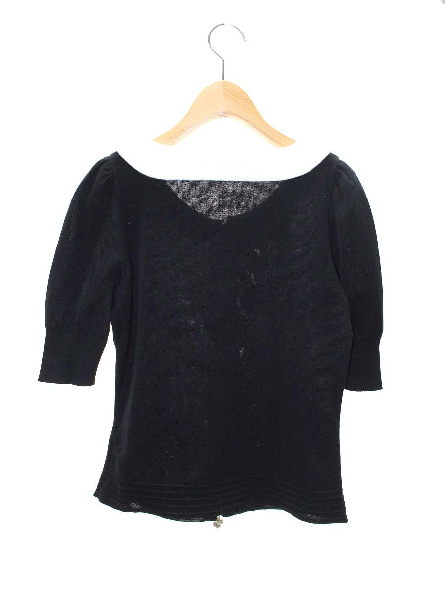 エムズグレイシー 818335 カーディガン 40 ブラック 襟付き カメリアWジップ ITZ6Q08EOJQ0