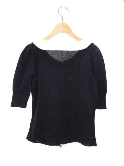 エムズグレイシー 818335 カーディガン 40 ブラック 襟付き カメリアWジップ ITZ6Q08EOJQ0