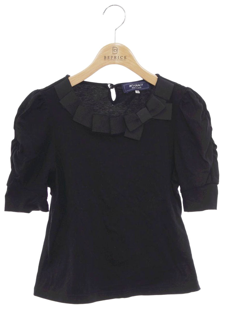 エムズグレイシー 415313 カットソー 38 ブラック グログランリボン ITLP1L7LITA4