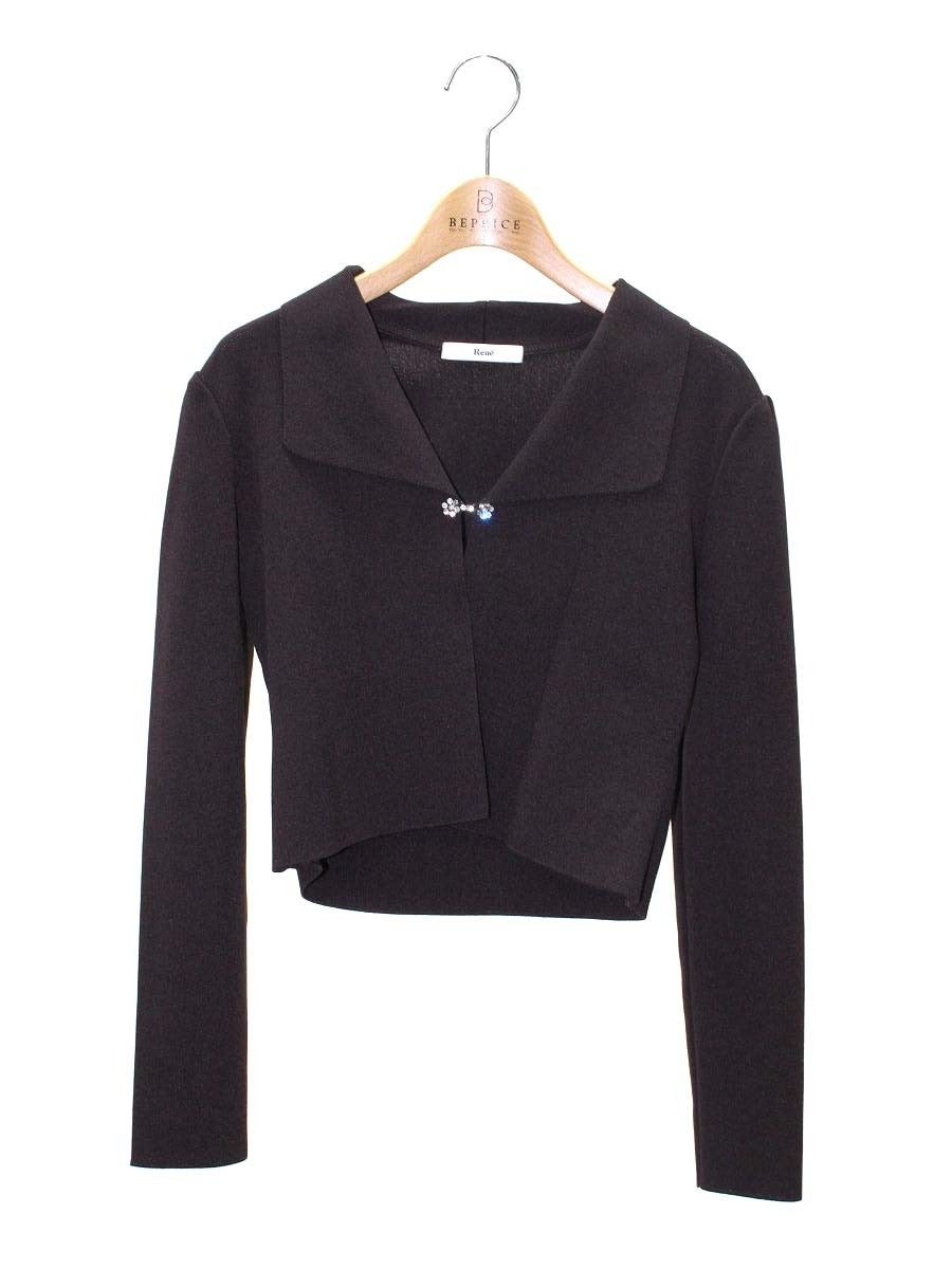 ルネ 6842990 カーディガン 34 ブラウン パール フラワーストーン ボレロ IT3E5PN679L8