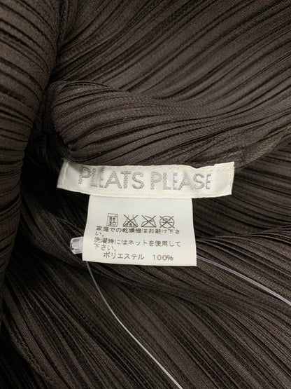 プリーツプリーズイッセイミヤケ PP43-JK742 プルオーバー 3 ブラウン スキッパー フリンジ ITBKUJOZC3W0